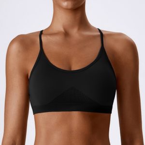 Black Seamless Sports Bra - Medium Support Yoga Bralette for Women