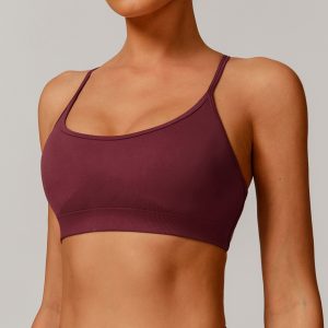Maroon Seamless Sports Bra - Comfortable Yoga Bralette for Low Impact