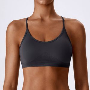 Charcoal Grey Sports Bra - Seamless Support Yoga Top for Women